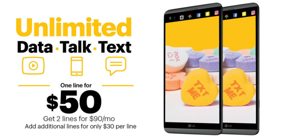 A Sprint ad touting unliited data, talk, and text for $50.