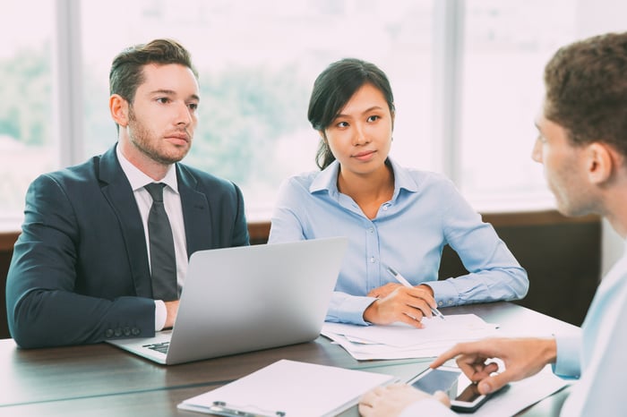 Professionals having a serious meeting