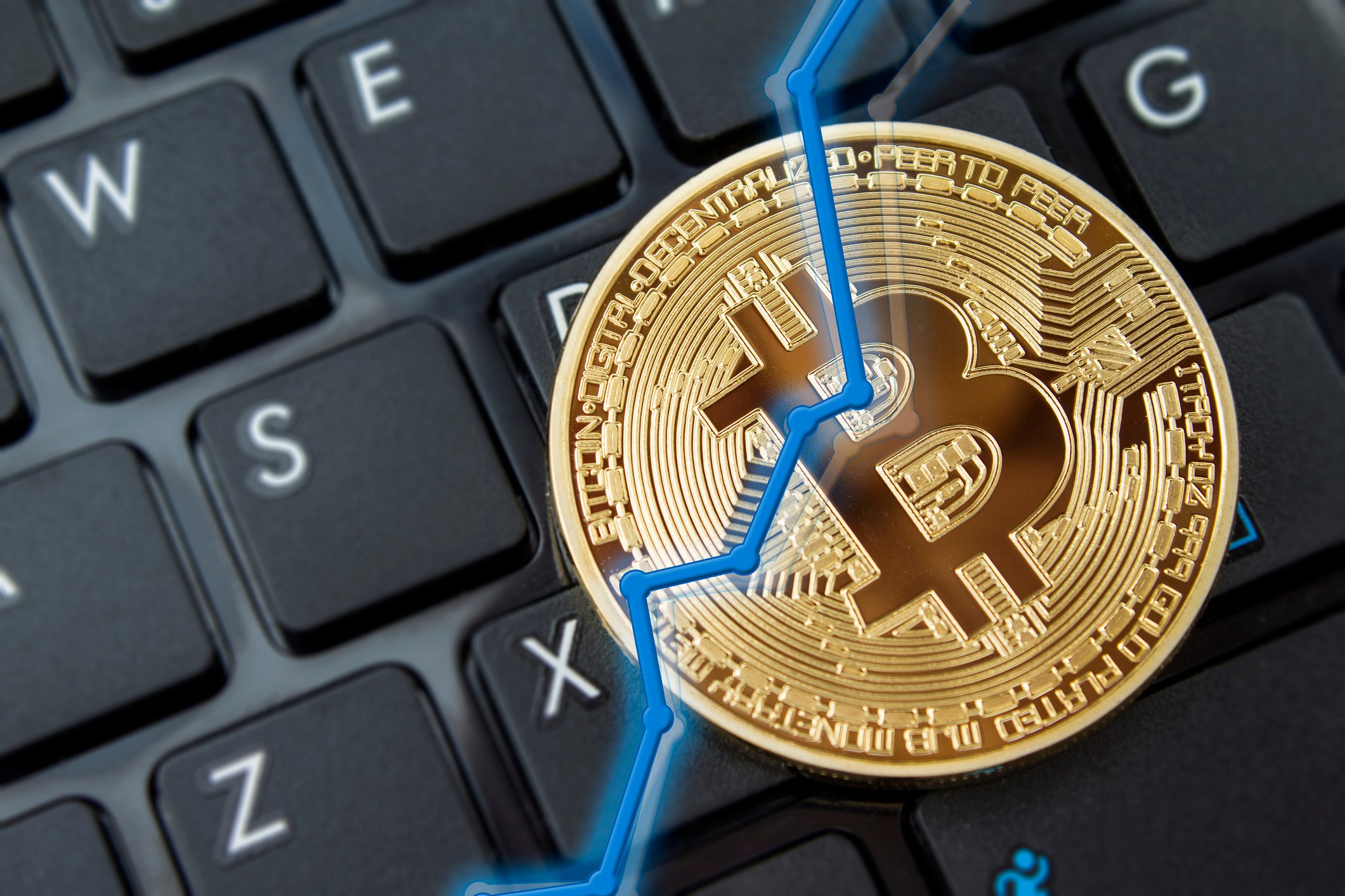 Bitcoin Chart Keyboard Ethereum Ripple Litecoin Cryptocurrency Getty