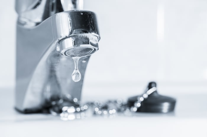 Water dripping from a faucet