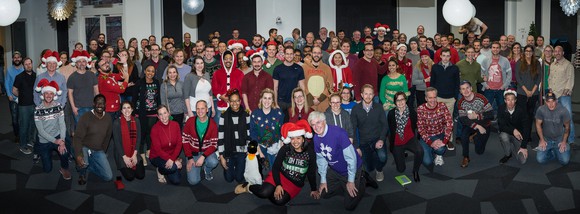 Large group of Motley Fool employees with David Campbell from All Hands & Hearts -- Smart Response.