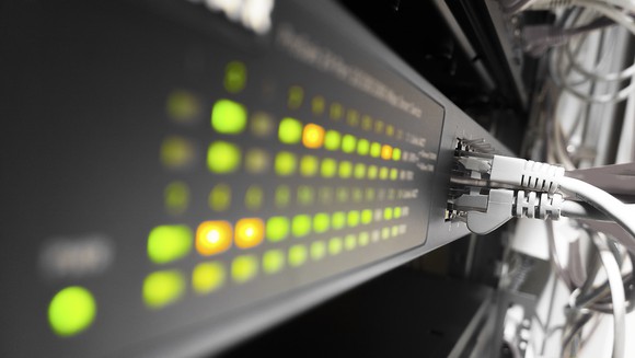 An enterprise-class Ethernet switch in action.