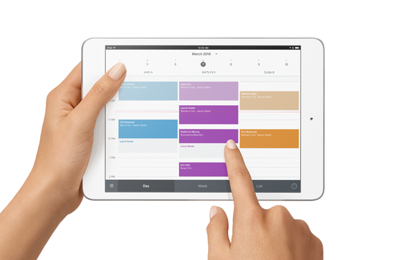 Square's Appointments schedule app on a tablet.