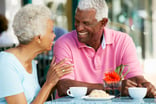 retired couple at cafe