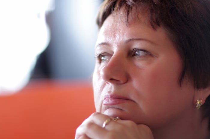 Closeup of woman deep in thought