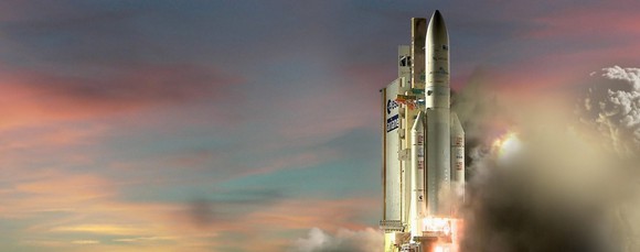 Ariane rocket on pad