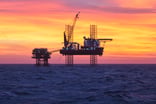 Getty Oil Rig at Sunset