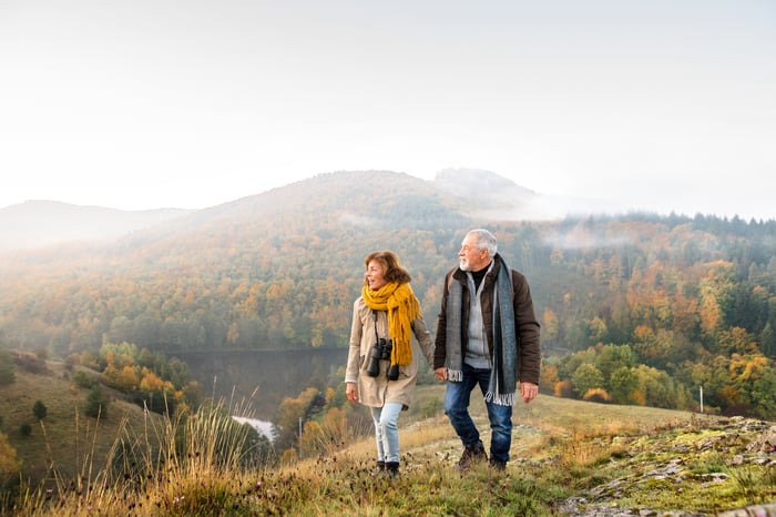 Senior couple on a nature walk