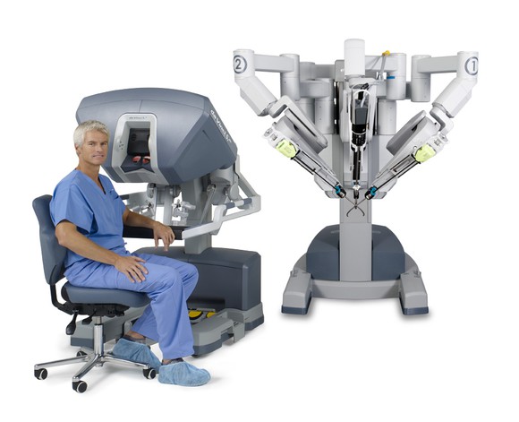 Physician at console of Intuitive Surgical's da Vinci robotic surgical system