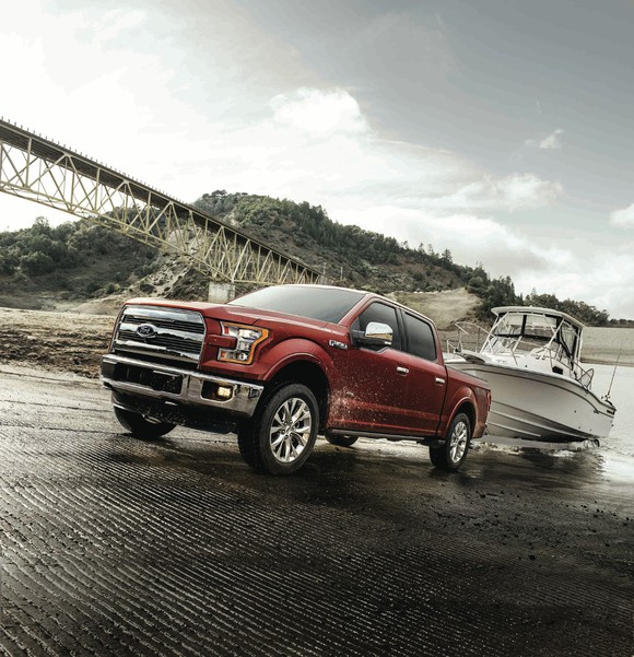 Ford F-150 towing a boat