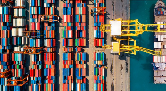 Containers at a port.