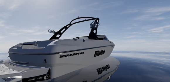 Malibu Wakesetter speedboat in the water