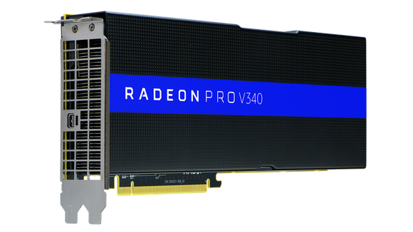 The Radeon Pro V340 graphics card.