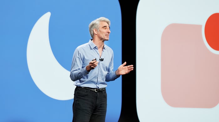 Apple's Craig Federighi on stage.