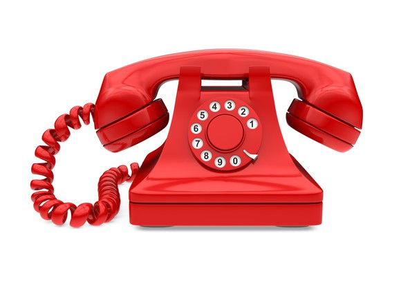 Red dial-style telephone