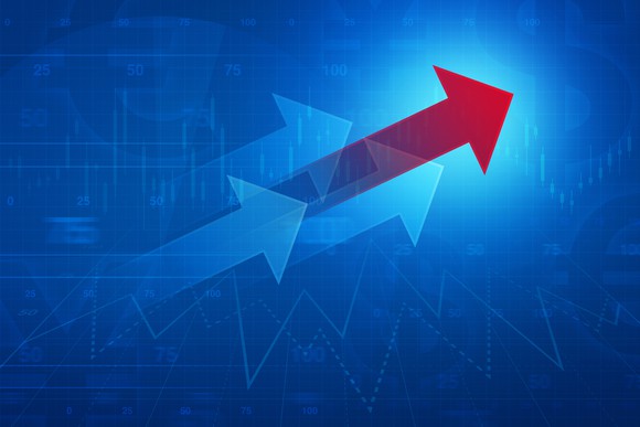 Four arrows moving up and to the right.