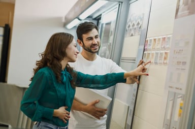 Customers shop for tile