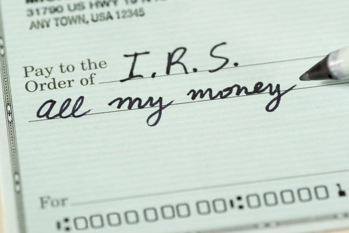 A personal check made out to the I.R.S. in the amount of "All my money"