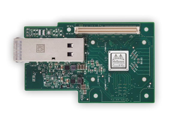 A board with a Mellanox ConnectX 4 chip on it.