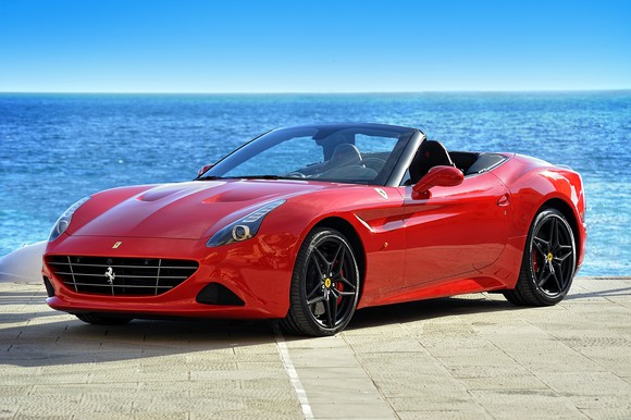 Ferrari California T Handling Speciale on the waterfront of the Mediterranean Sea in Camogli.