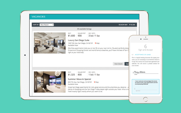 AppFolio app screen view of two real estate rental listings.