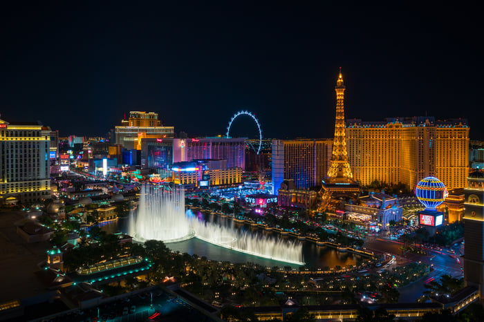 An aerial view of the Las Vegas Strip. 