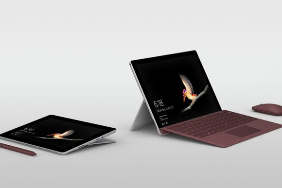 Microsoft Surface Go devices on display.