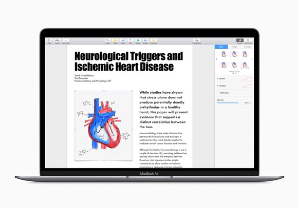 MacBook Air with school work displayed on the screen
