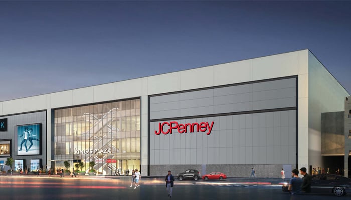 A rendering of the exterior of a JCPenney store.