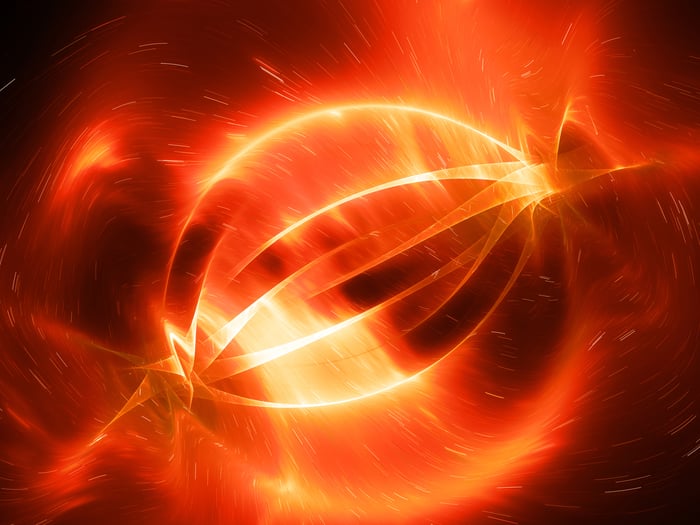 Glowing red artist's rendition of what fusion within a magnetic field might look like