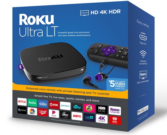 Box with Roku streaming device in it.