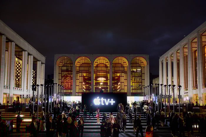 Apple TV+ logo at the premier of The Morning Show