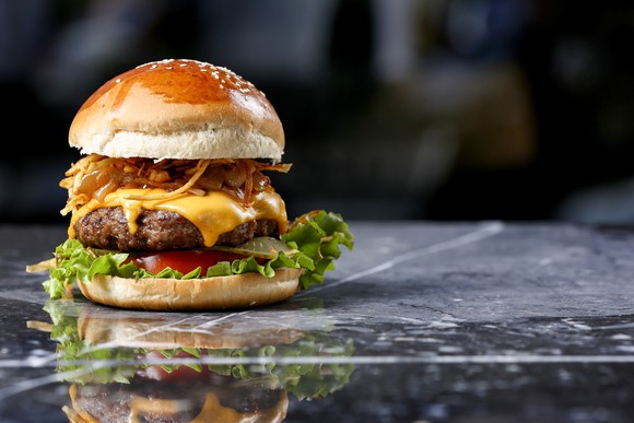 Burger on marble background
