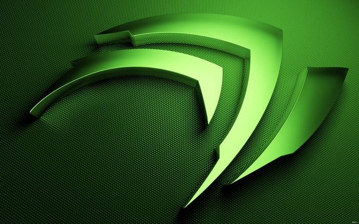 A computer rendering of a green Nvidia logo.