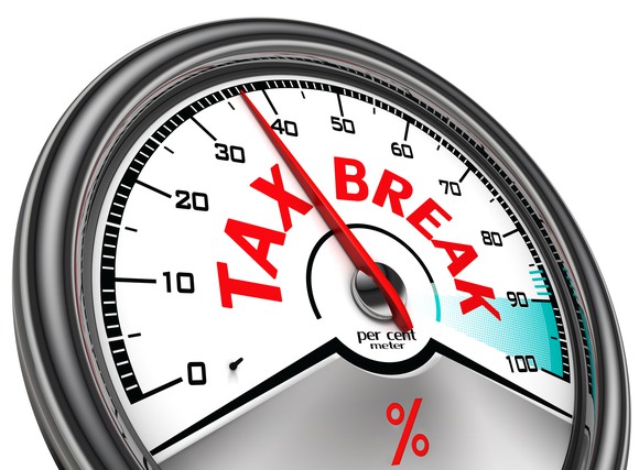 A big dial is labeled tax break, in red.