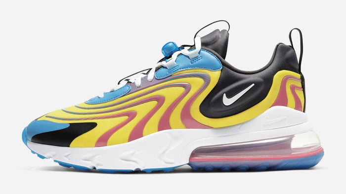 Nike's new Air Max 270 in a blue, pink and yellow color design.