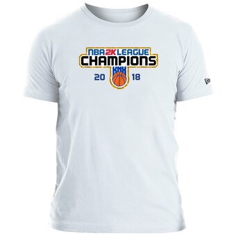 A white T-shirk with the NBA 2k Leage Knicks gaming logo on it