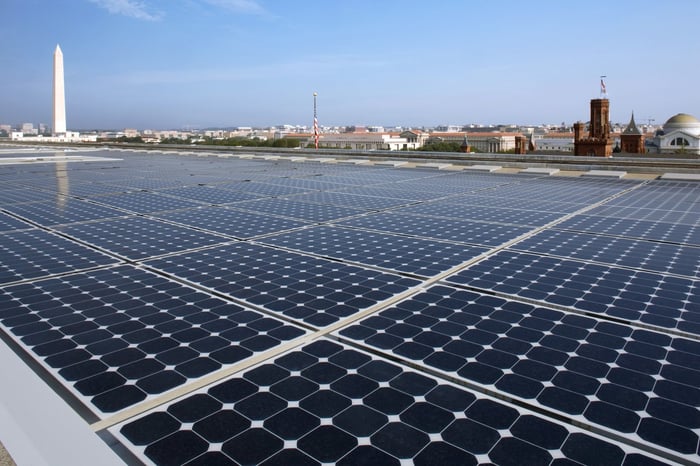 Large commercial rooftop solar installation. 