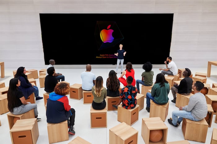 A Forum at Apple's 5th Avenue store in NYC.