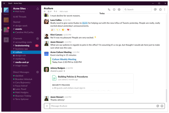 Slack's collaboration platform.