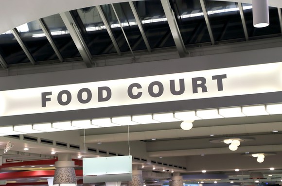 A mall food court.