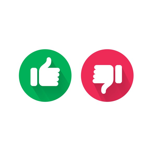 Green like button and red dislike button