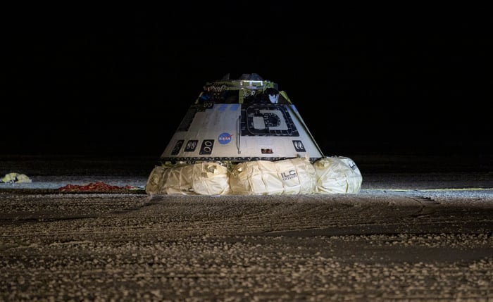 Boeing Starliner crew capsule after landing at White Sands