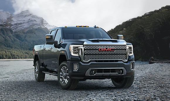 A 2020 GMC Sierra Denali HD, a heavy-duty luxury pickup truck.