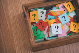 534 question cards wooden box