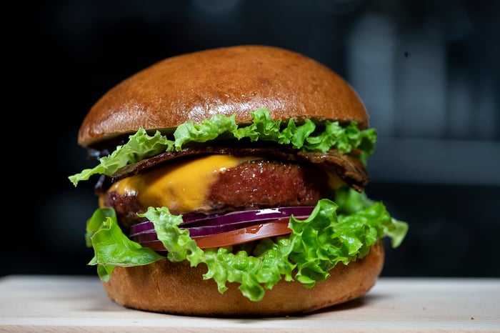 Nestle's plant-based Triple Play cheeseburger