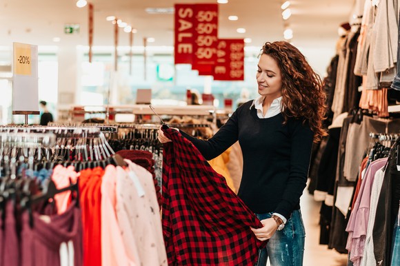 Woman shopping at an apparel retailer