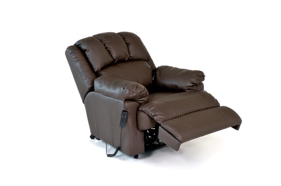 A brown overstuffed recliner.