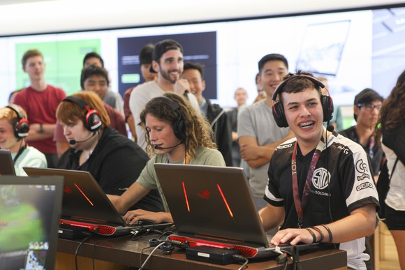 A community gaming event at a Microsoft Store.