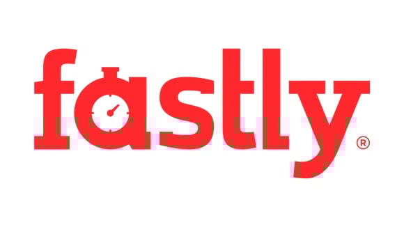 Fastly logo in red, with the A containing a clock face.